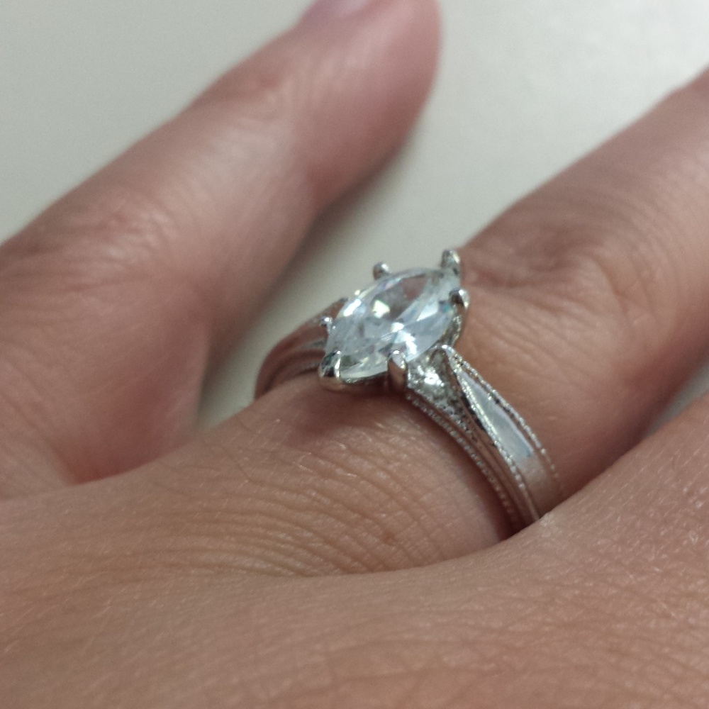 Classic Marquise Solitaire Diamond Ring - Picture 6 of 7